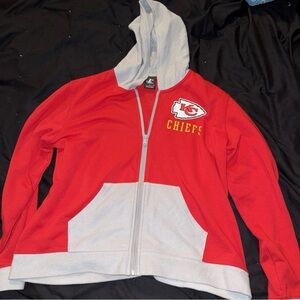 Logo Athletic Red and Gray Chiefs Zip-Up Hoodie
